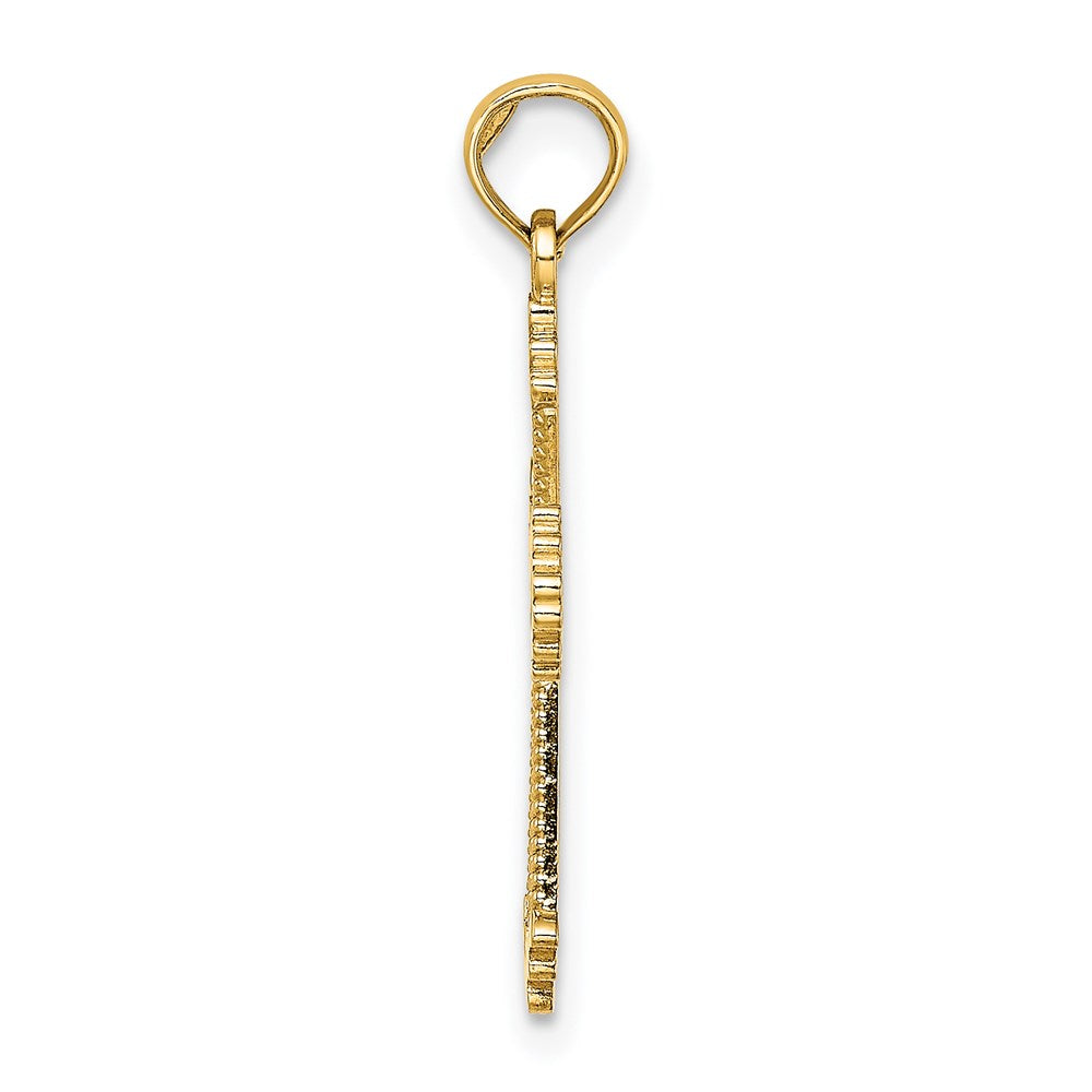 14K Cut-Out Stripes Cross with Heart Charm (0.93 grams)