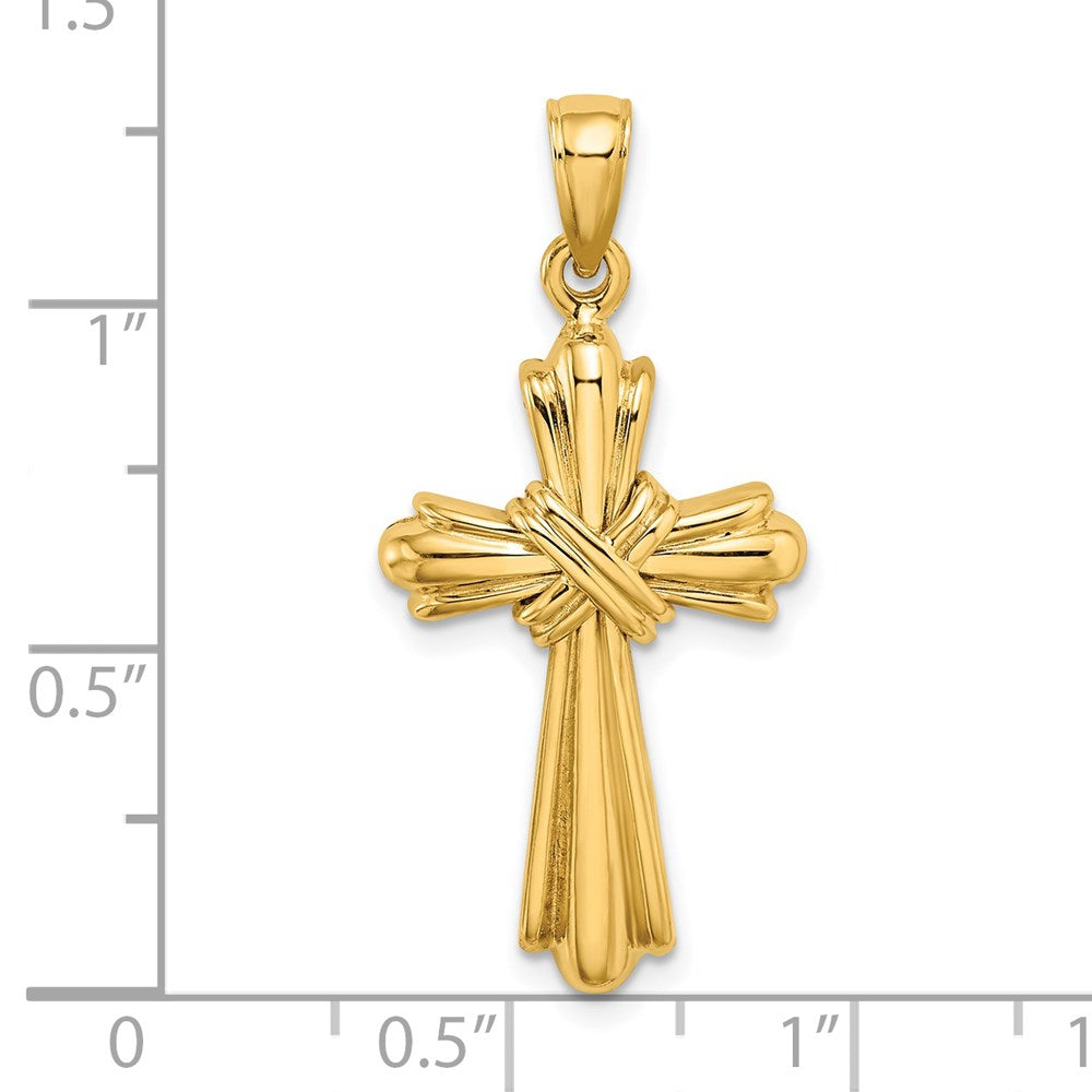 14k Yellow Gold 18.6 mm Polished Cross X Center Charm (3.59 grams)