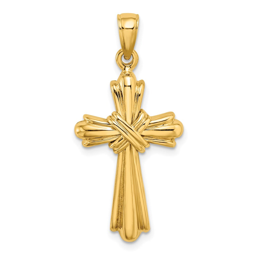 14k Yellow Gold 18.6 mm Polished Cross X Center Charm (3.59 grams)