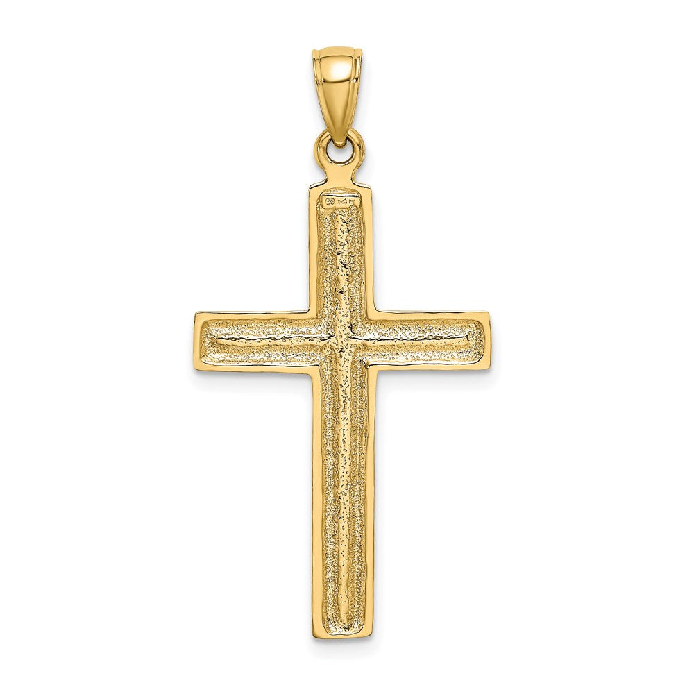 14k Yellow Gold 21.2 mm Polished Beaded Cross Charm (2.62 grams)