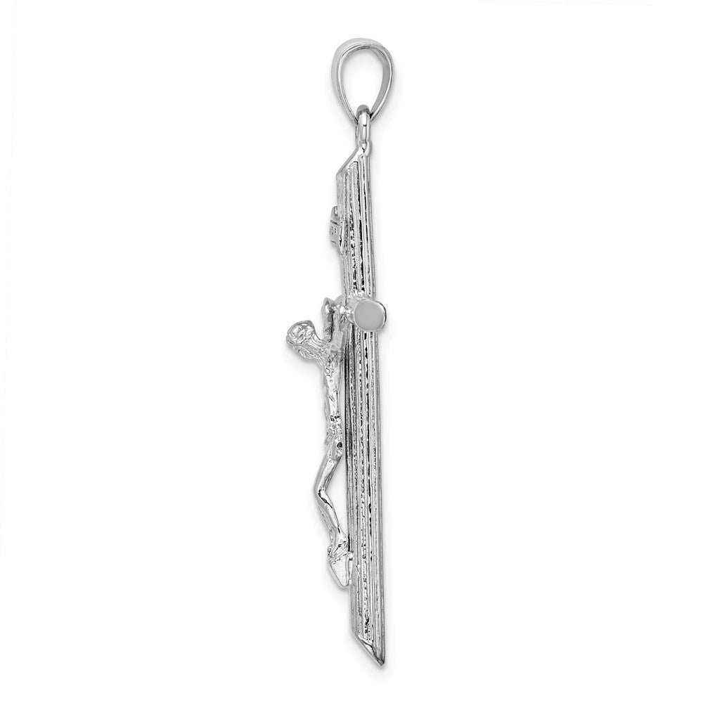 14k White Gold 24 mm Textured Crucifix Charm (4.04 grams)