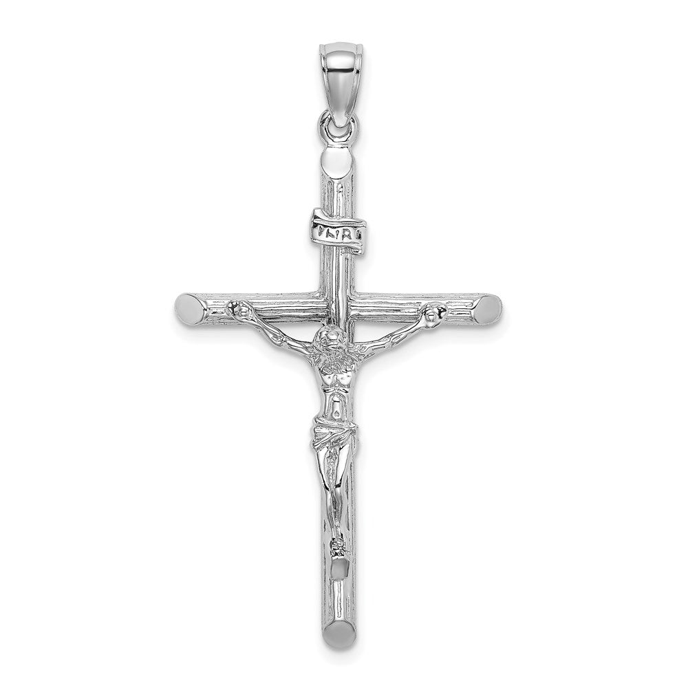 14k White Gold 24 mm Textured Crucifix Charm (4.04 grams)