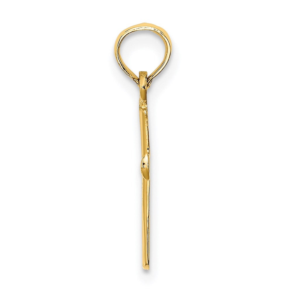 14k Yellow Gold 9 mm Polished Beveled Cross w/ Round tips Charm (0.33 grams)