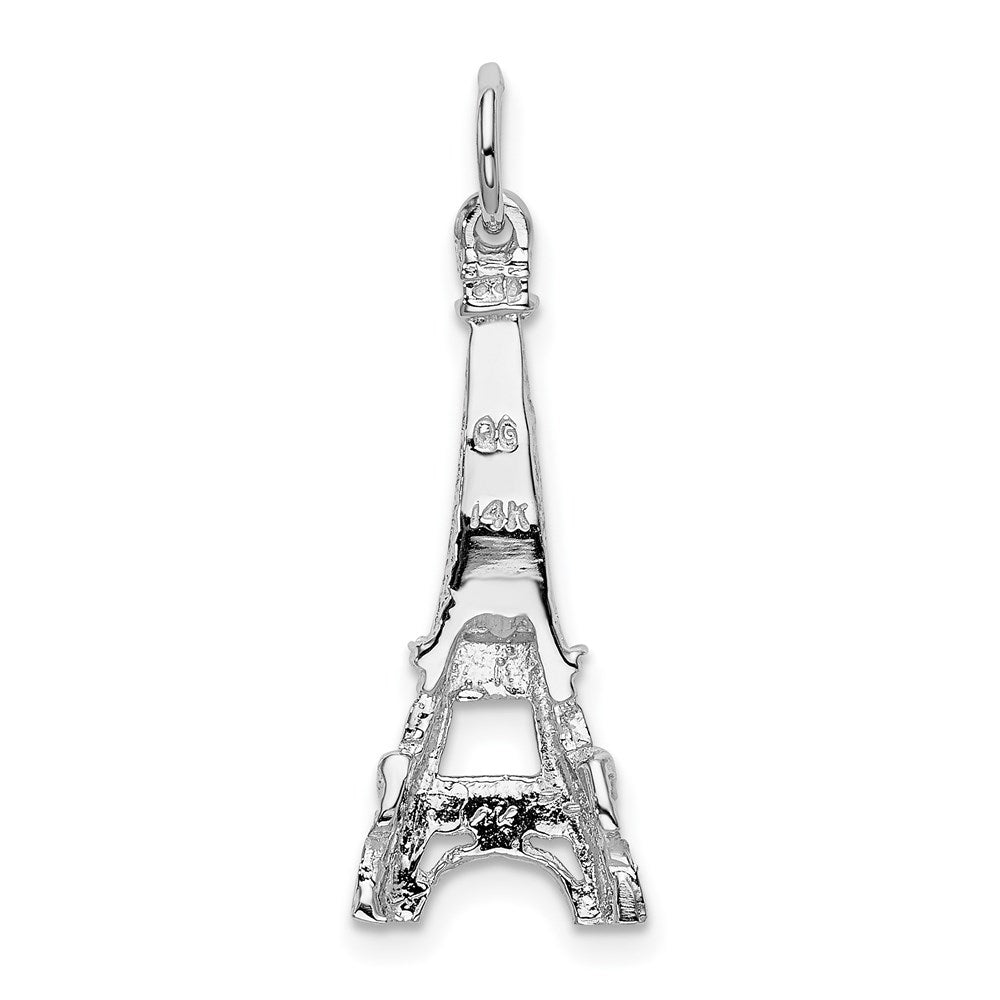 14k White Gold 10 mm Solid Polished Eiffel Tower Charm (1.36 grams)