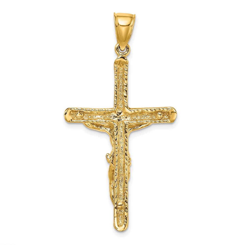 14k Yellow Gold 23 mm Textured Crucifix Charm (5.3 grams)
