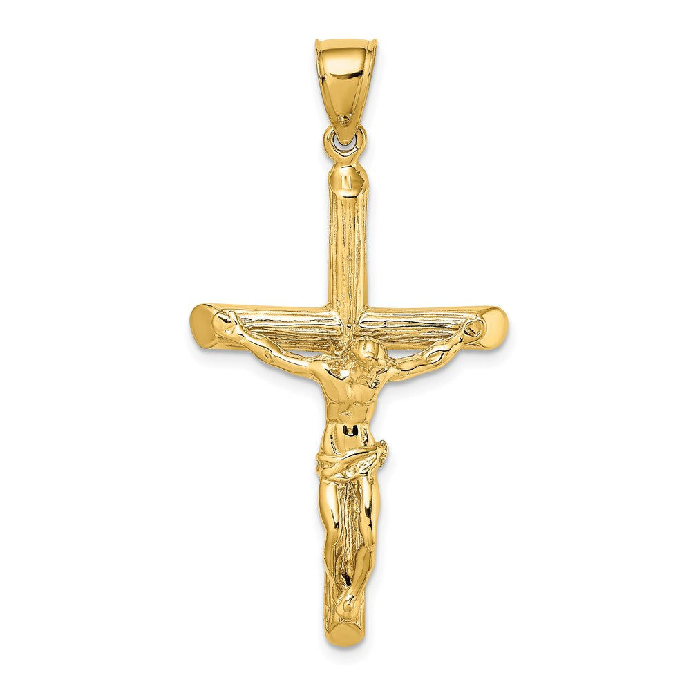 14k Yellow Gold 23 mm Textured Crucifix Charm (5.3 grams)