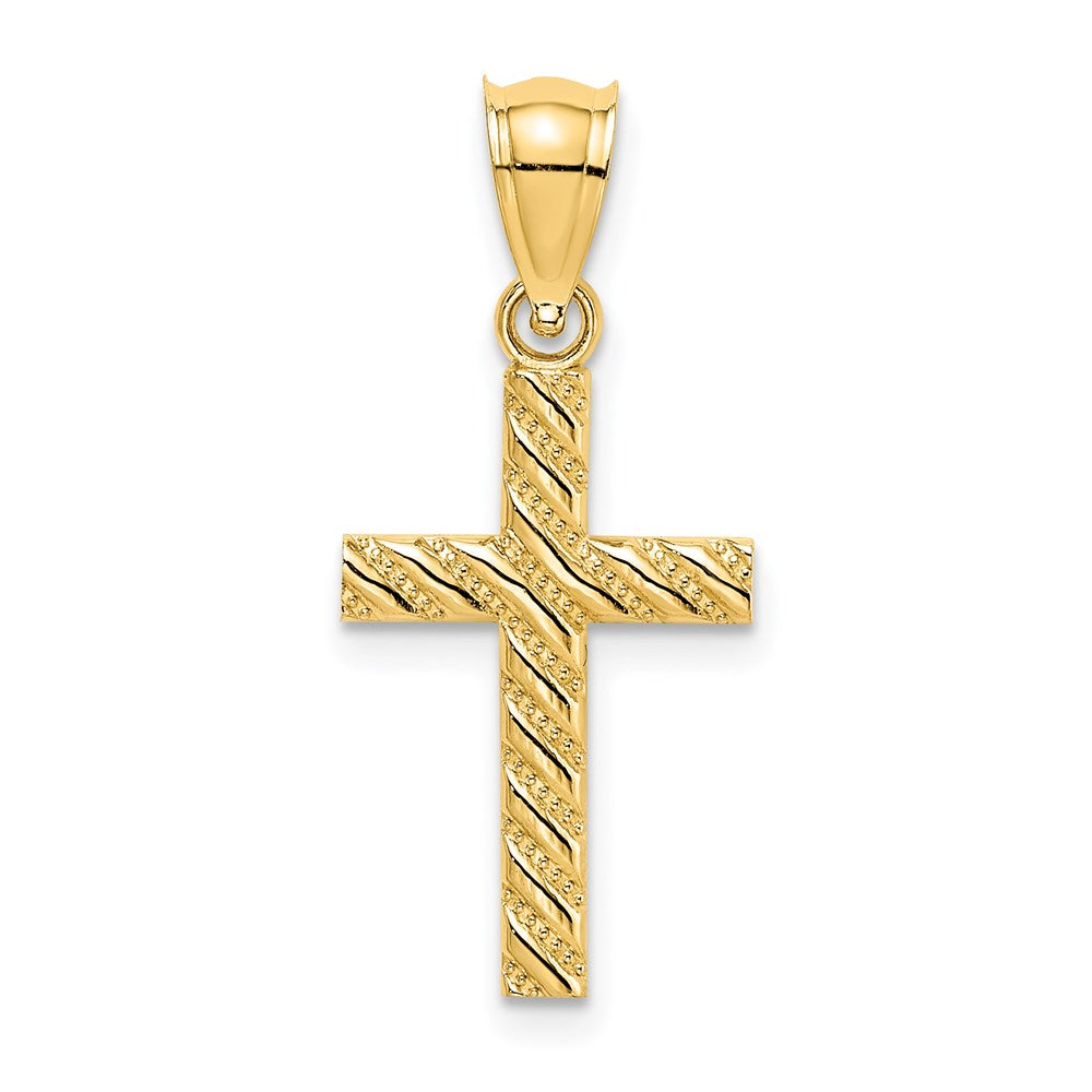 14k Yellow Gold 12 mm Beaded and Polished Cross Charm (0.72 grams)