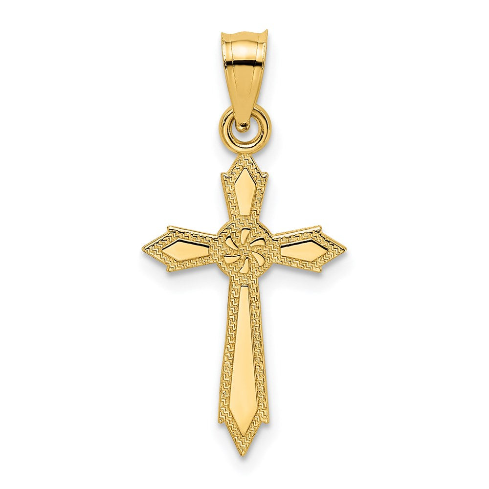 14k Yellow Gold 12 mm w/ Engraved Edges Cross Charm (0.62 grams)