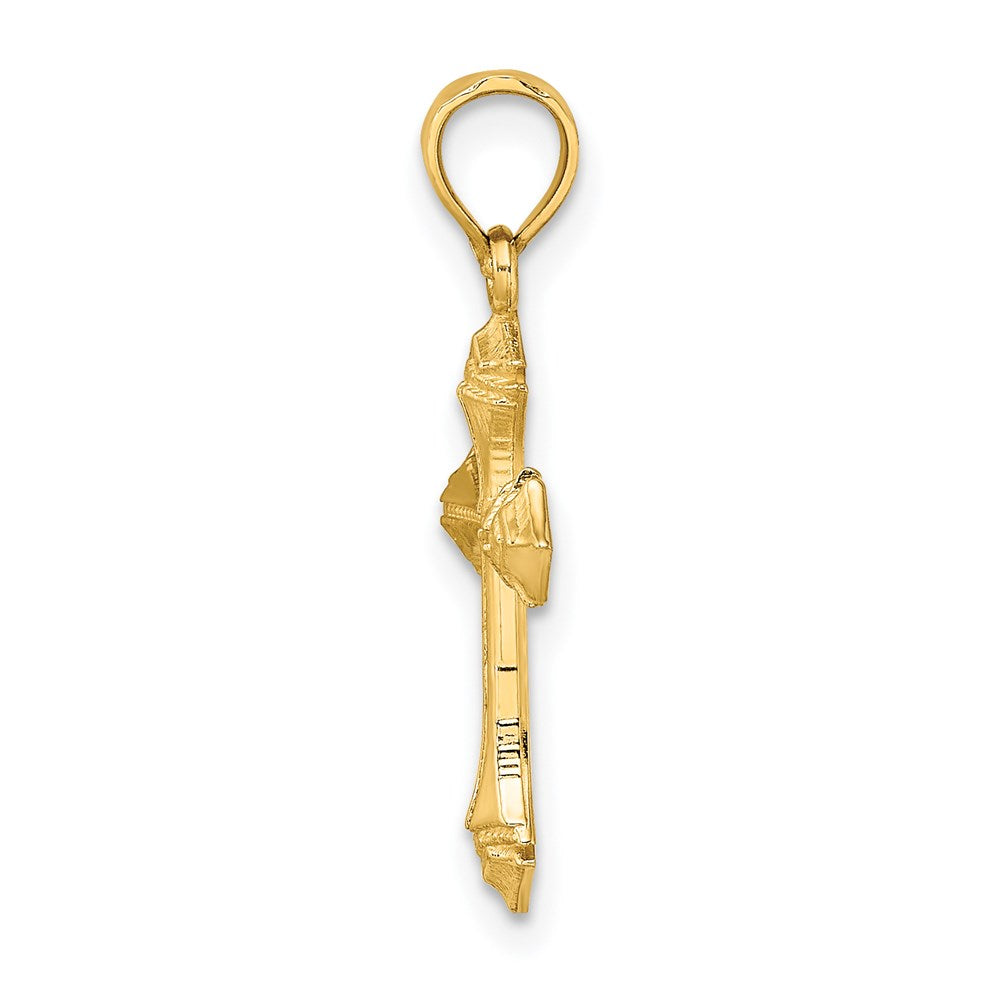 14k Yellow Gold 12 mm Textured w/ Arrow Ends Cross Charm (0.63 grams)