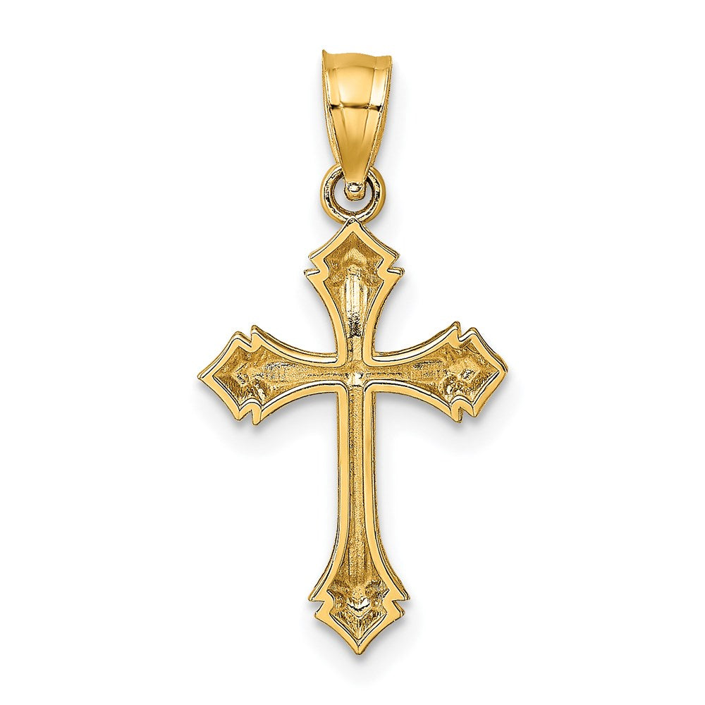 14k Yellow Gold 12 mm Textured w/ Arrow Ends Cross Charm (0.63 grams)