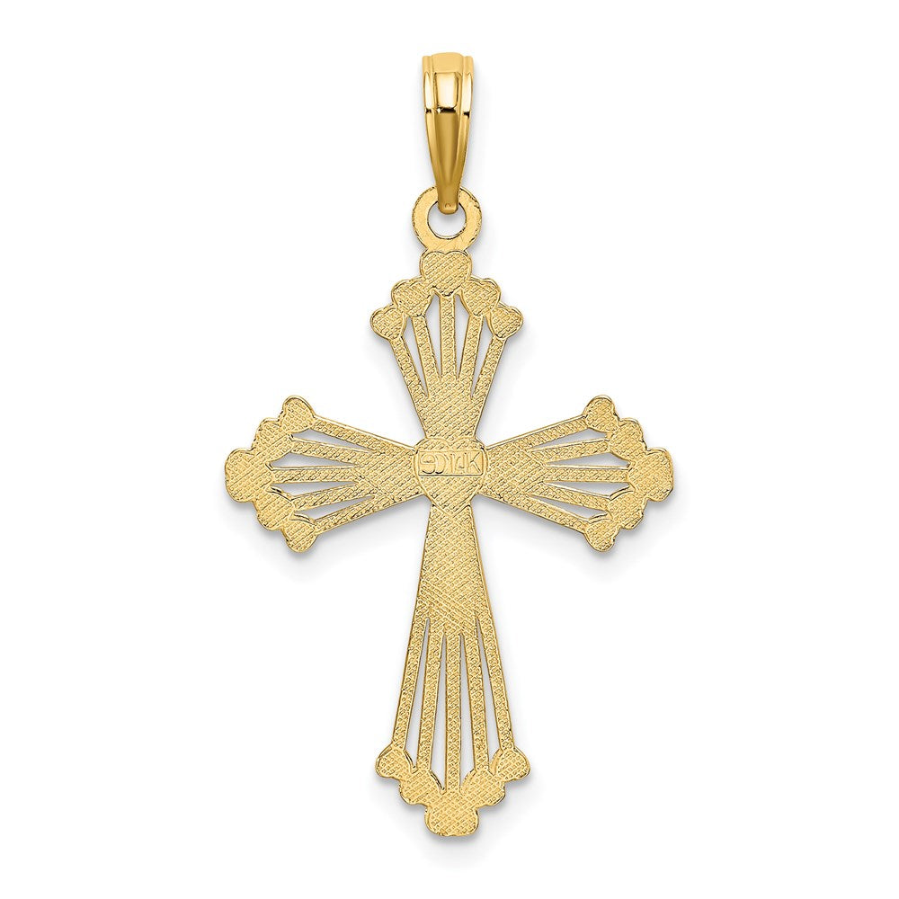 14K Cut-Out Stripes Cross with Heart Charm (1.02 grams)