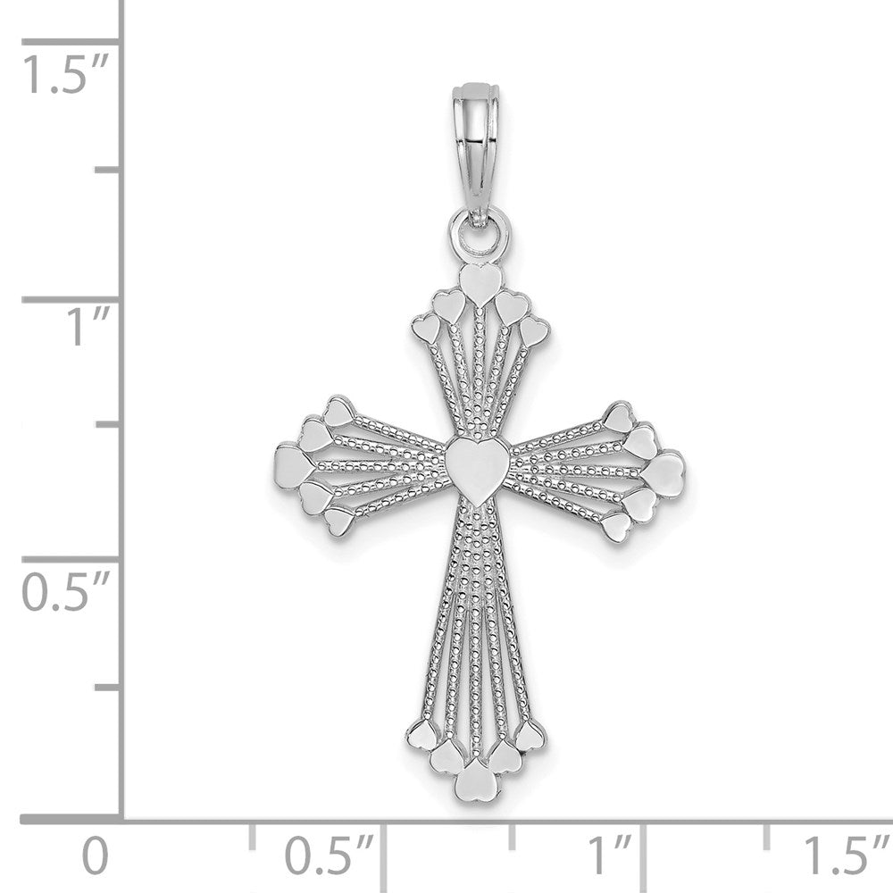 14k White Gold Cross w/ Heart Center Charm (1 grams)