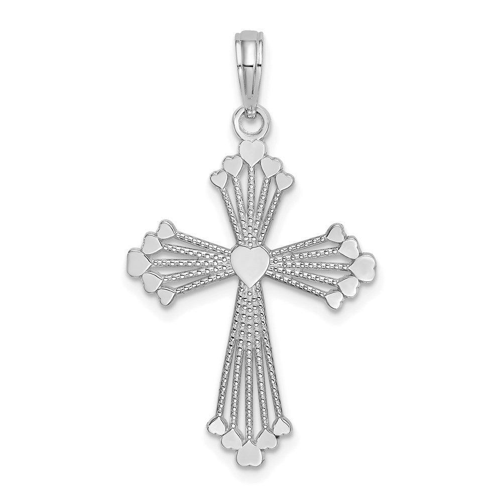 14k White Gold Cross w/ Heart Center Charm (1 grams)
