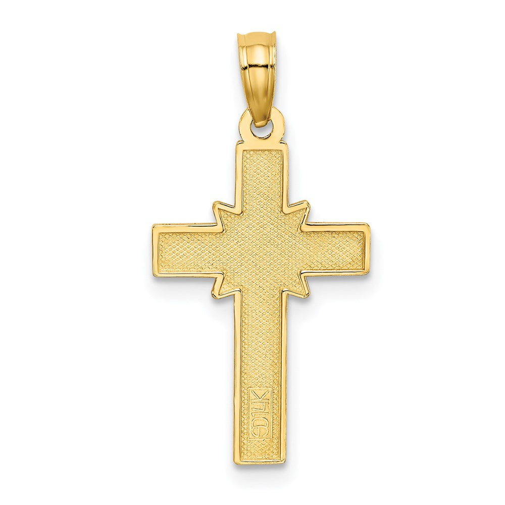 14k Yellow Gold 13 mm D/C Etched Cross Charm (0.73 grams)