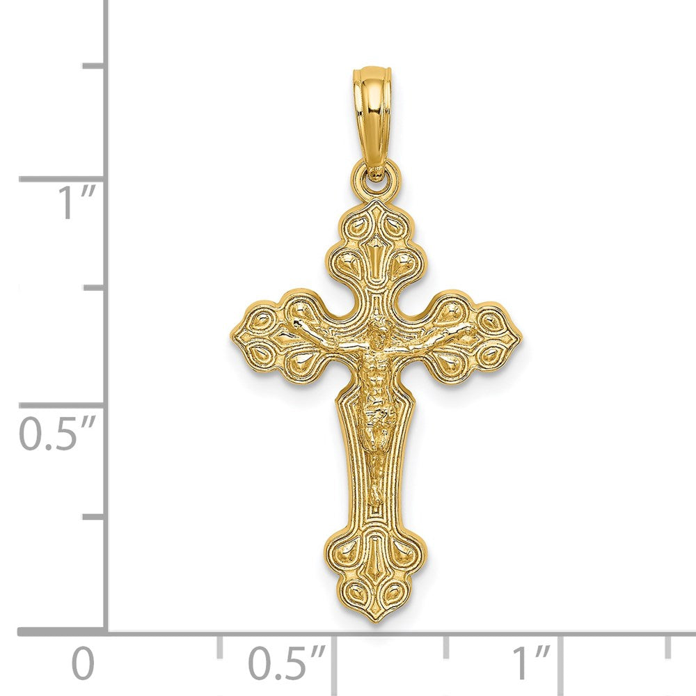 14k Yellow Gold 17 mm Crucifix W/ Fancy Tips Charm (1.05 grams)