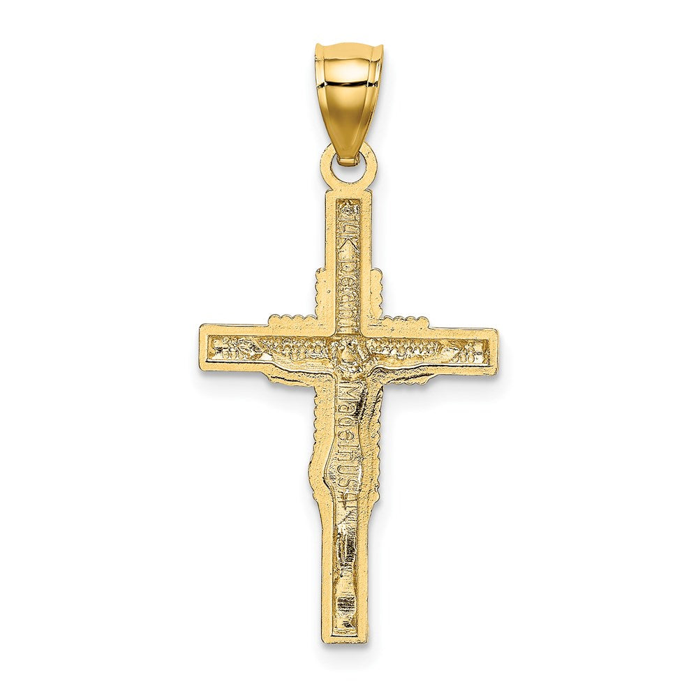 14k Yellow Gold 16 mm Beaded Accent Crucifix Charm (1.26 grams)