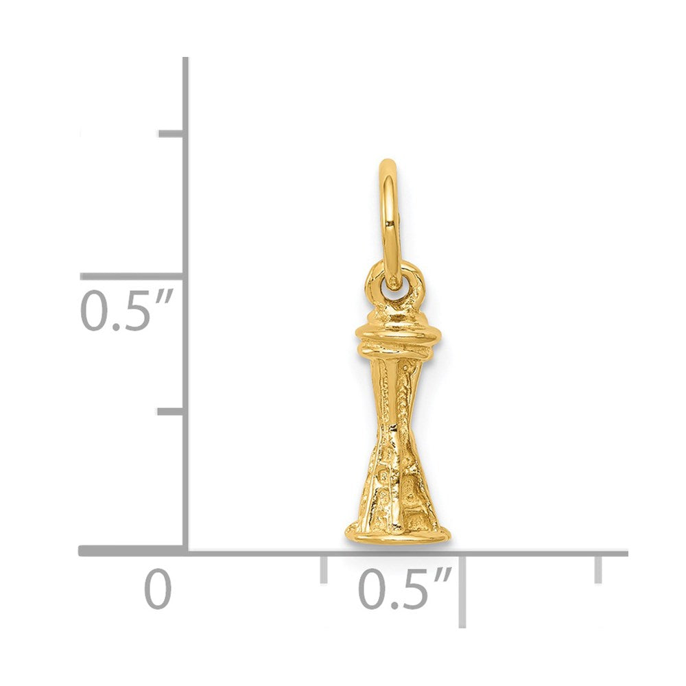 14k Yellow Gold 5 mm Solid Polished Space Needle Charm (0.81 grams)