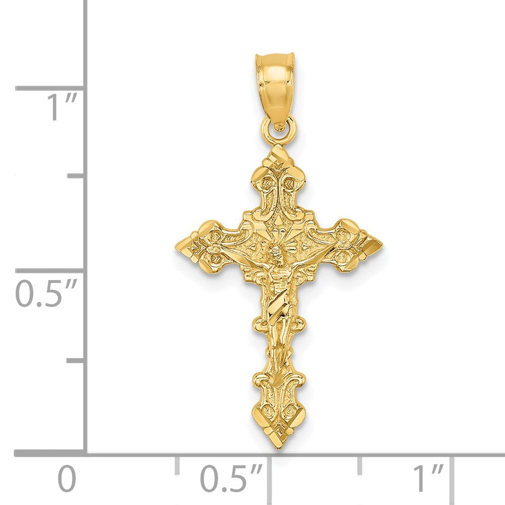 14k Yellow Gold 14.71 mm Crucifix W/ Fancy Edges Charm (1.07 grams)