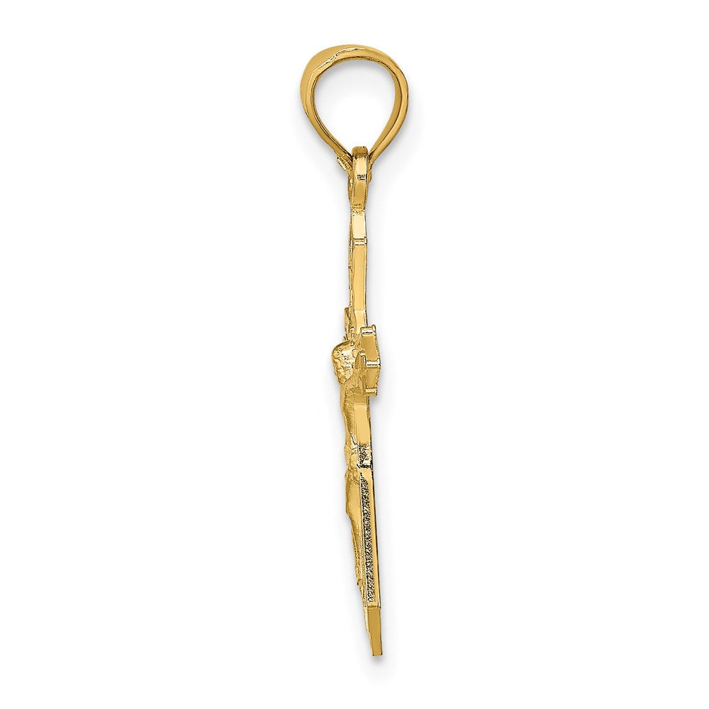 14k Yellow Gold 13 mm W/ Arrow Pointed Ends Crucifix Charm (0.74 grams)