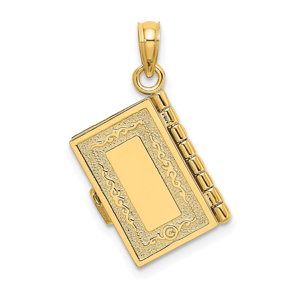 14k Yellow Gold 18.3 mm 3-D Moveable Santa Biblia Book/Spanish Bible Charm (3.29 grams)