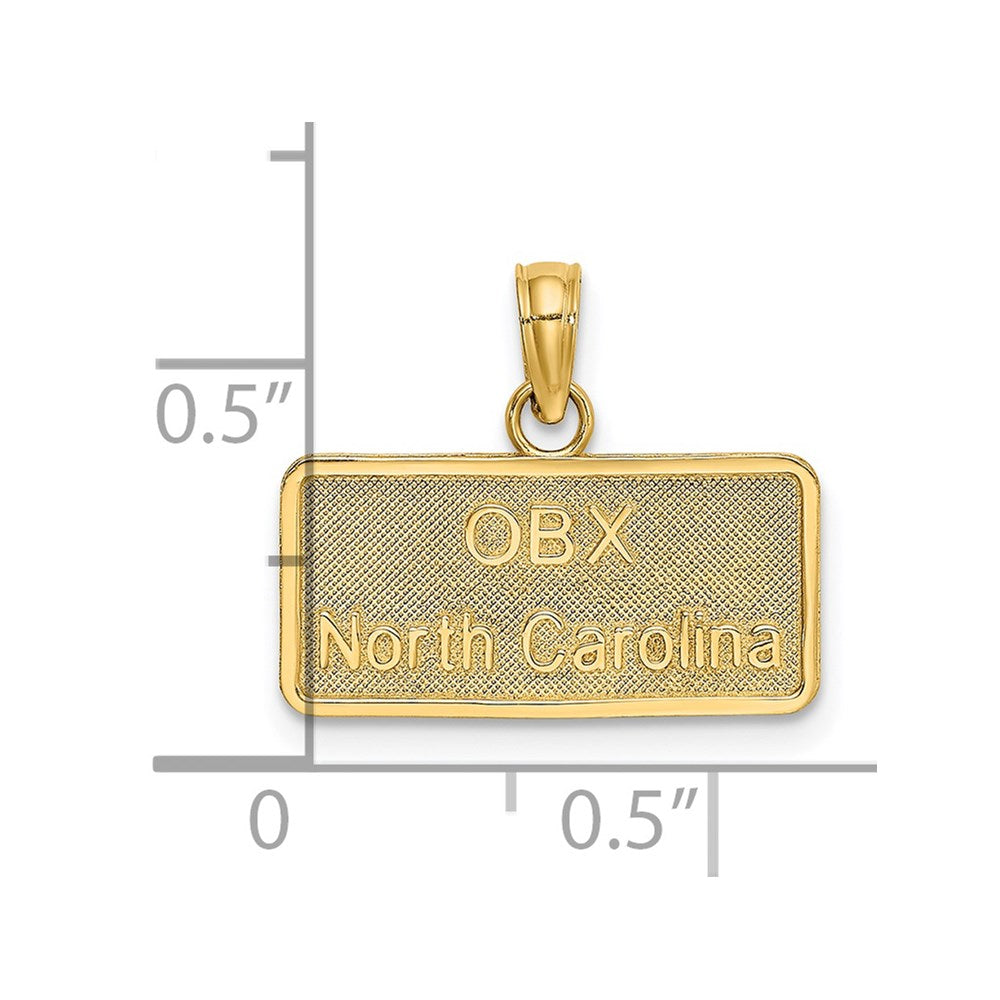 14k Yellow Gold 18 mm OBX NORTH CAROLINA License Plate Charm (1.37 grams)