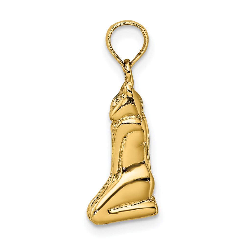 14k Yellow Gold 4 mm 3D Polished MARCO ISLAND Cat Charm (2.56 grams)