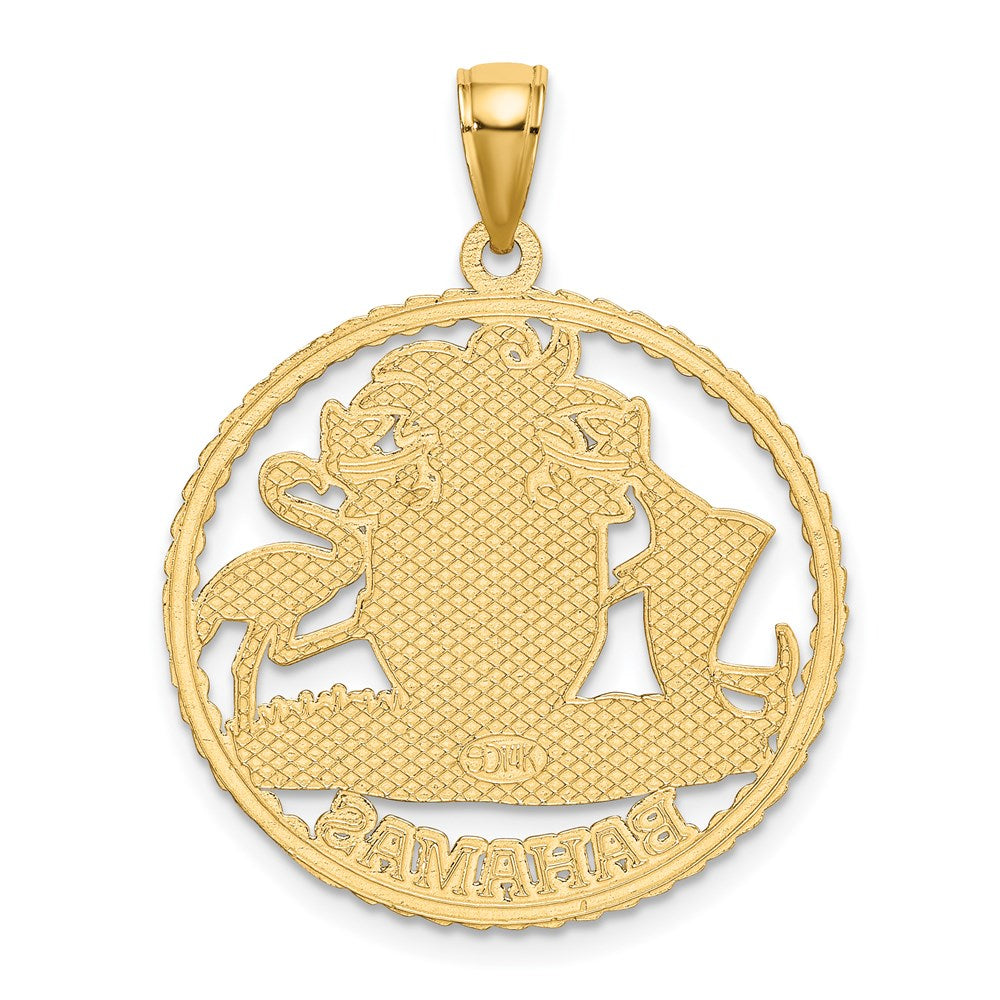 14k Yellow Gold 24.7 mm BAHAMAS Crest In Textured Frame Charm (2.83 grams)