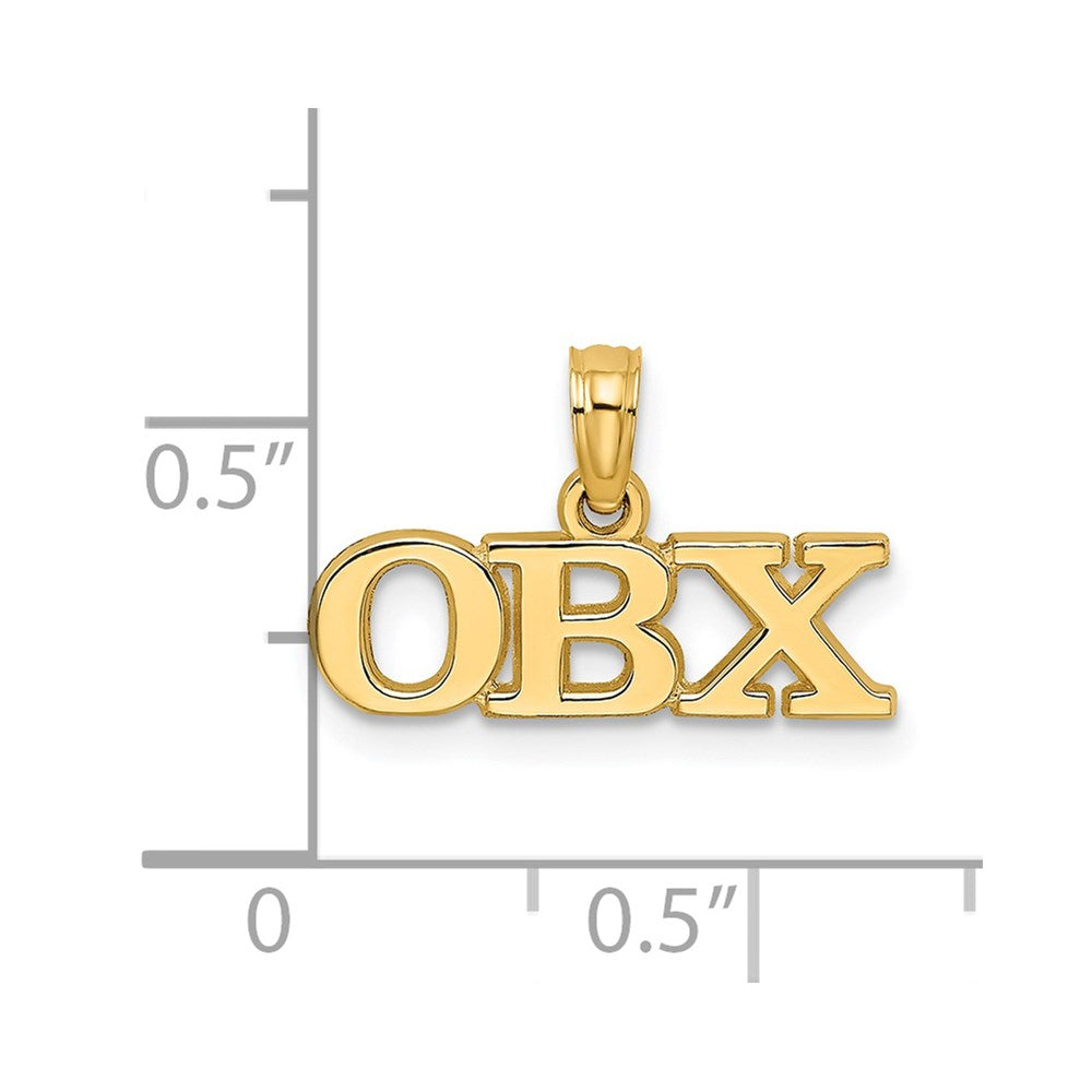 14k Yellow Gold 17.3 mm Polished OBX Charm (0.8 grams)