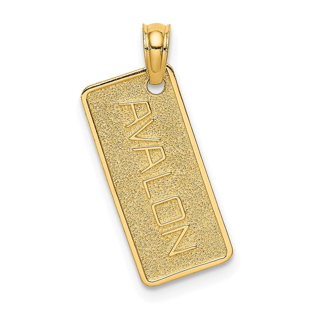 14k Yellow Gold 8.8 mm Textured AVALON License Plate (0.97 grams)