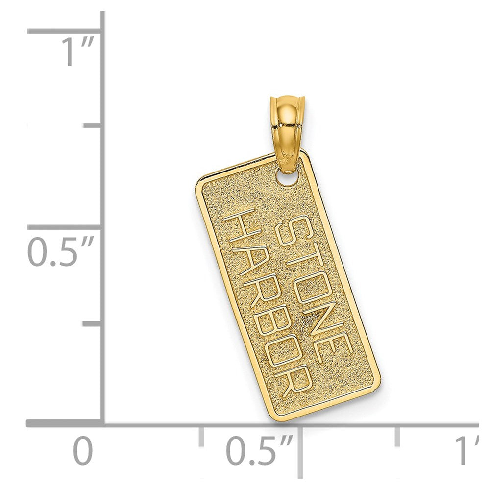 14k Yellow Gold 5.6 mm Textured STONE HARBOR License Plate (1.03 grams)