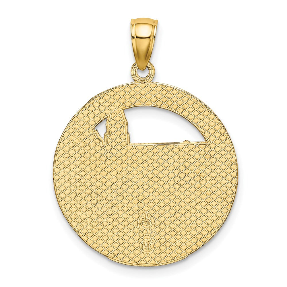 14k Yellow Gold 23.25 mm BOSTON Town Scene Round Charm (3.32 grams)