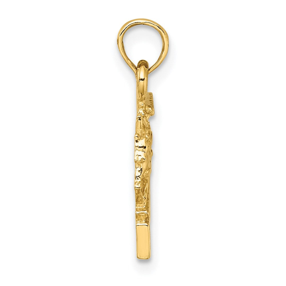 14k Yellow Gold 17.1 mm CHARLESTON Horse and Cart Charm (1.73 grams)