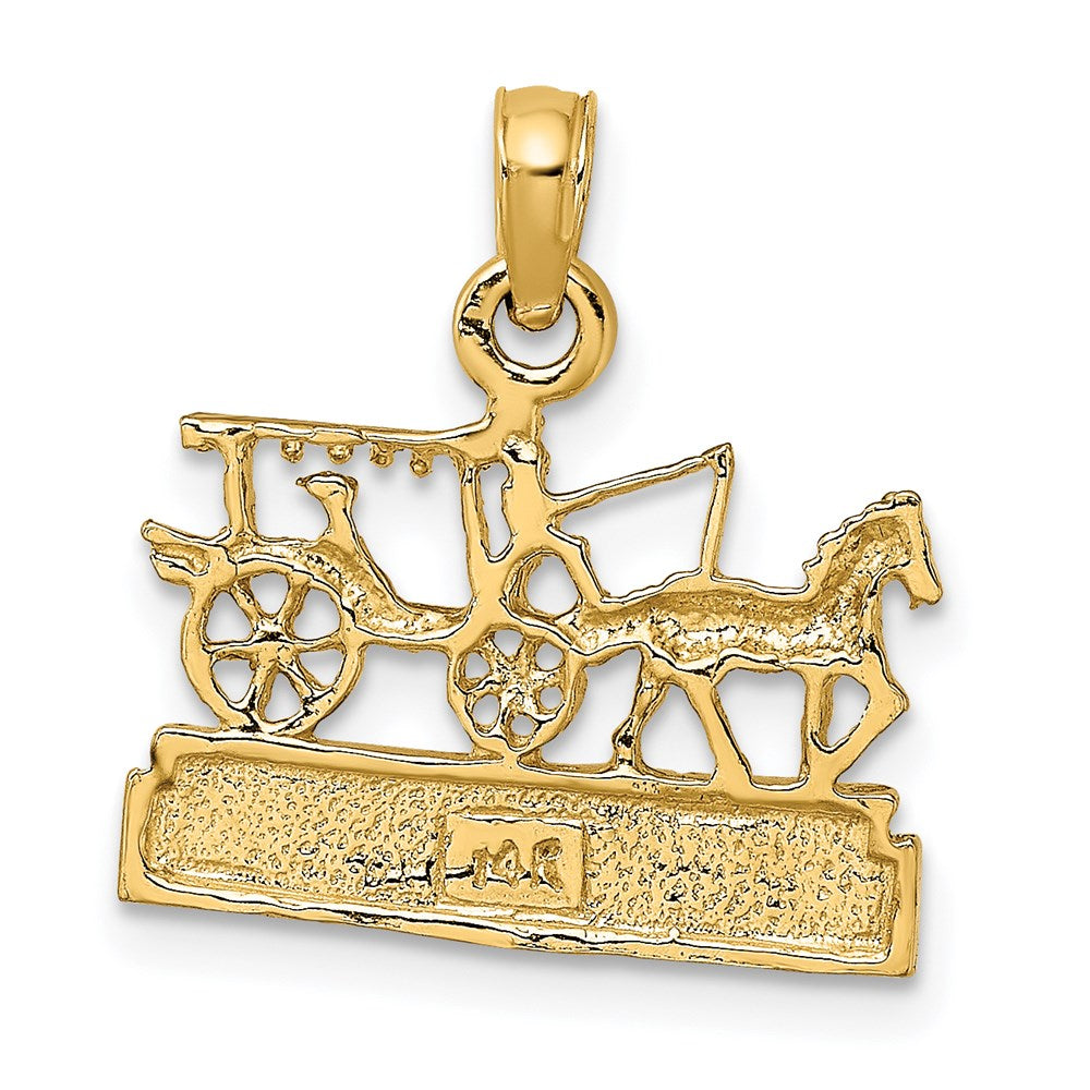14k Yellow Gold 17.1 mm CHARLESTON Horse and Cart Charm (1.73 grams)