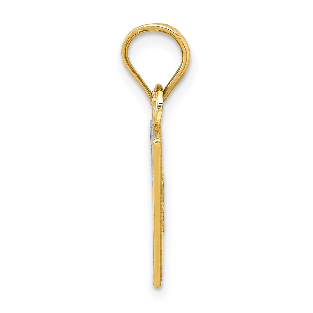 14k Yellow & Rhodium 18 mm Solid Enameled United Kingdom Flag Pendant (1.54 grams)