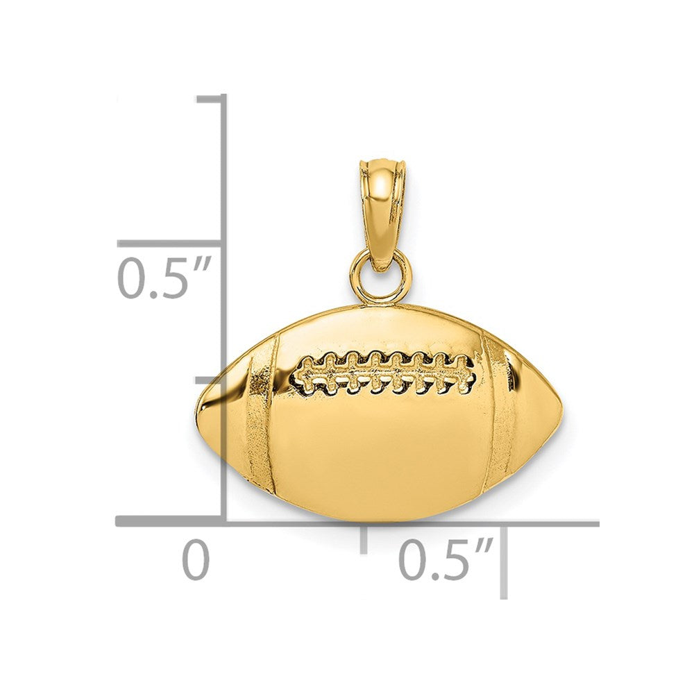 14k Yellow Gold 17.5 mm 2-D Engraveable Football Charm (2.41 grams)