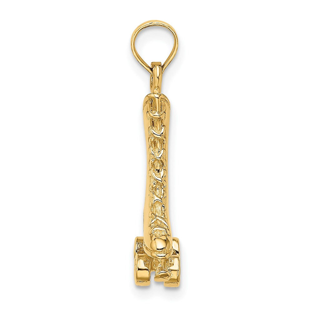 14k Yellow Gold 11.3 mm 3-D Roller Skate Charm (2.69 grams)