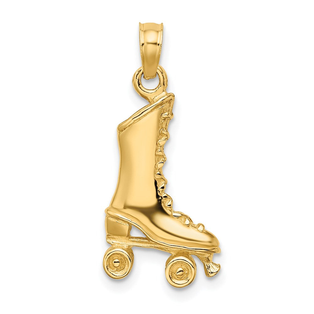 14k Yellow Gold 11.3 mm 3-D Roller Skate Charm (2.69 grams)