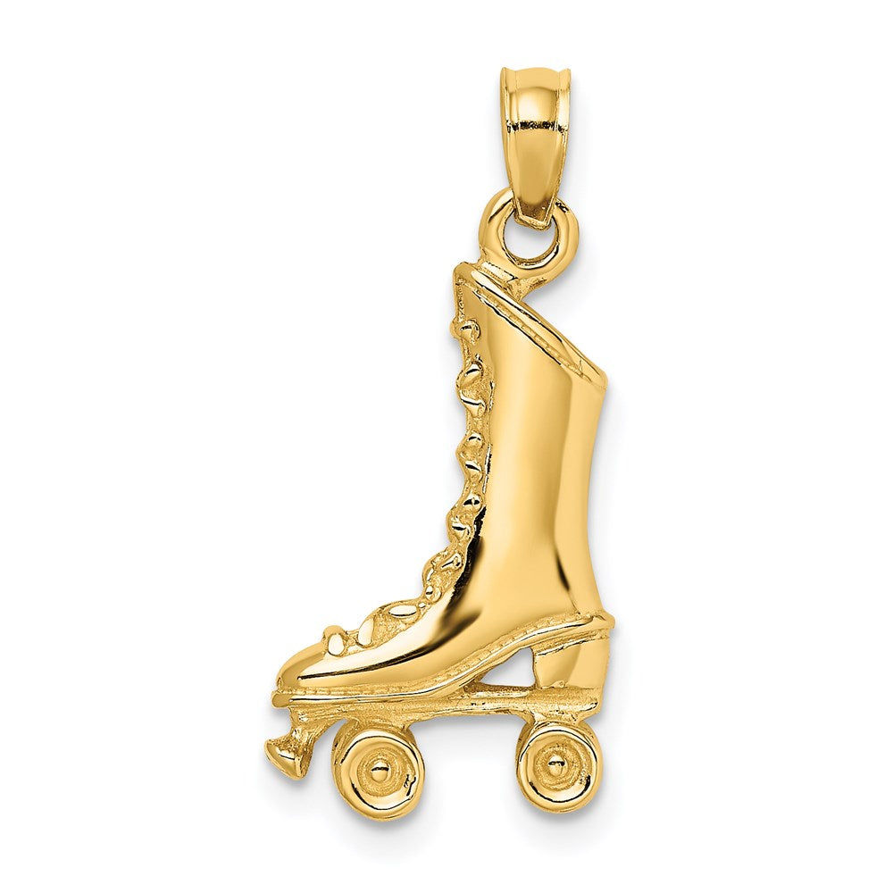 14k Yellow Gold 11.3 mm 3-D Roller Skate Charm (2.69 grams)