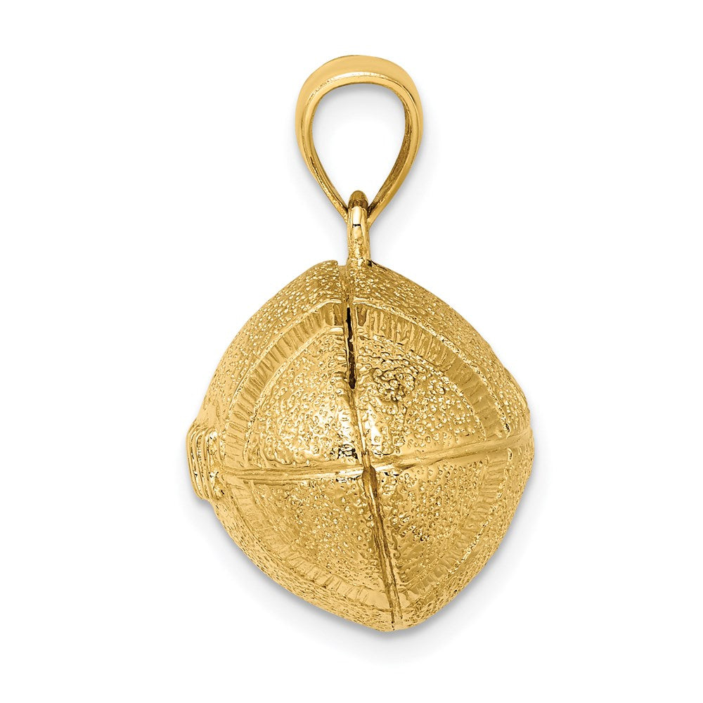 14k Yellow Gold 24.8 mm 3-D Football Horizontal Pendant (9.68 grams)