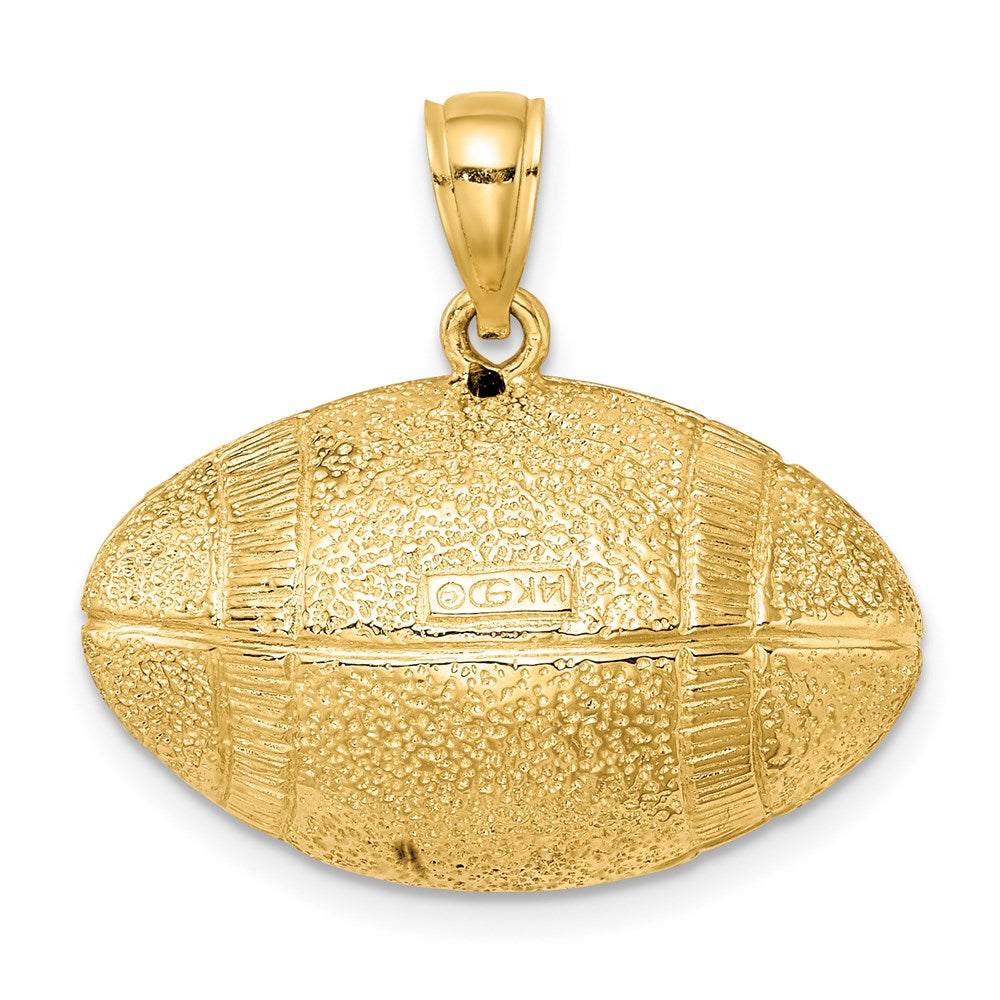 14k Yellow Gold 24.8 mm 3-D Football Horizontal Pendant (9.68 grams)