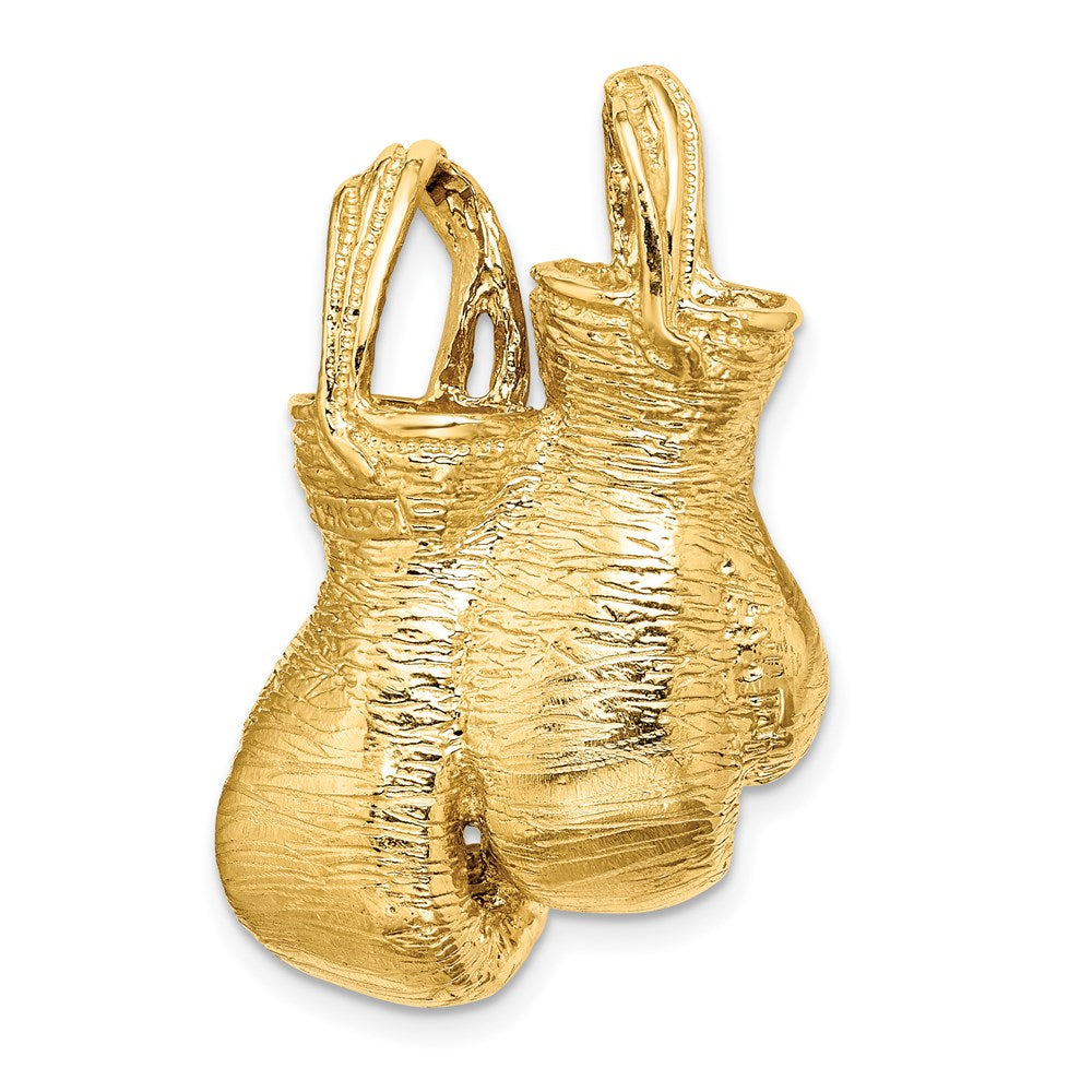 14k Yellow Gold 21.5 mm 3-D Textured Double Boxing Gloves Slide (17.28 grams)
