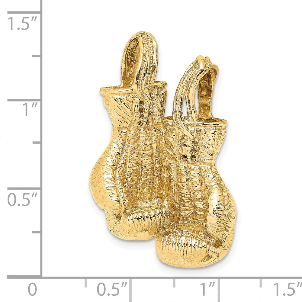 14k Yellow Gold 21.5 mm 3-D Textured Double Boxing Gloves Slide (17.28 grams)