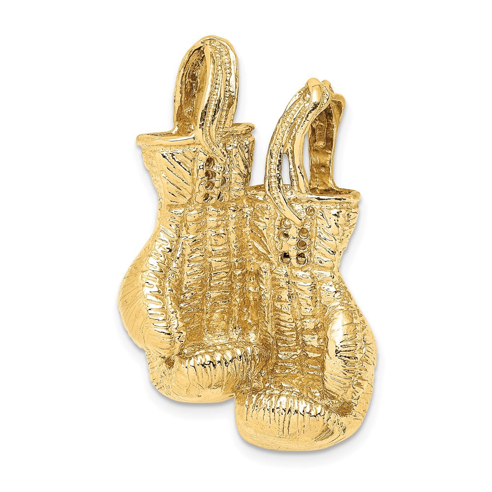 14k Yellow Gold 21.5 mm 3-D Textured Double Boxing Gloves Slide (17.28 grams)
