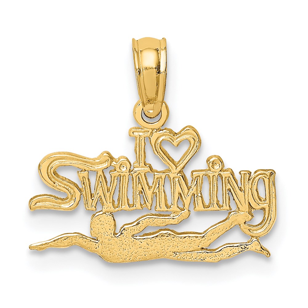 14k Yellow Gold 15.95 mm Polished I HEART SWIMMING Charm (0.63 grams)