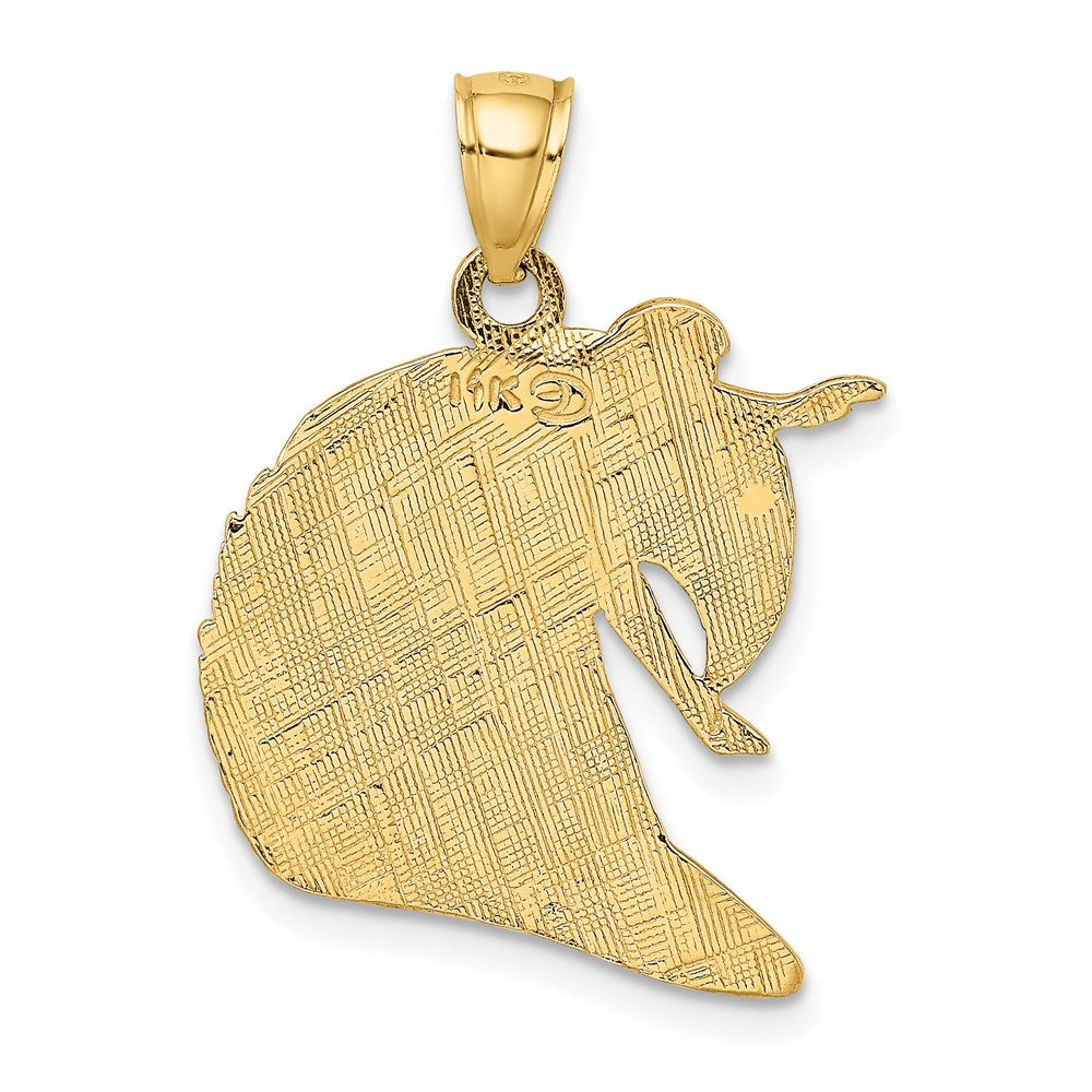 14k Yellow Gold 19.75 mm Polished and Textured Surfer and Wave Charm (2.73 grams)