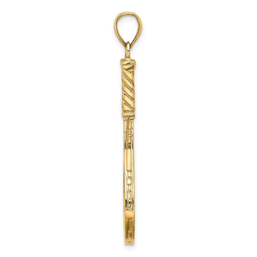 14k Yellow Gold 13.2 mm 3-D Polished Tennis Racquet Charm (3.39 grams)