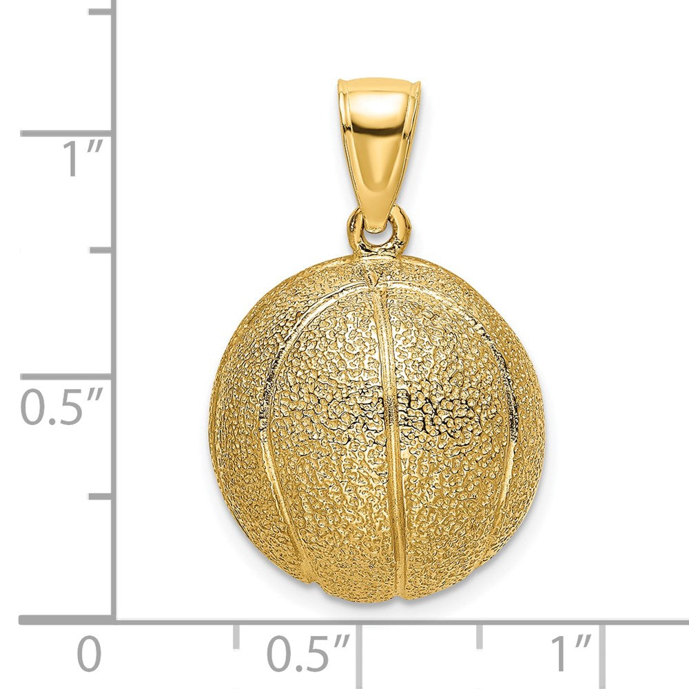 14k Yellow Gold 16.5 mm 3-D Textured Basketball Charm (11.52 grams)