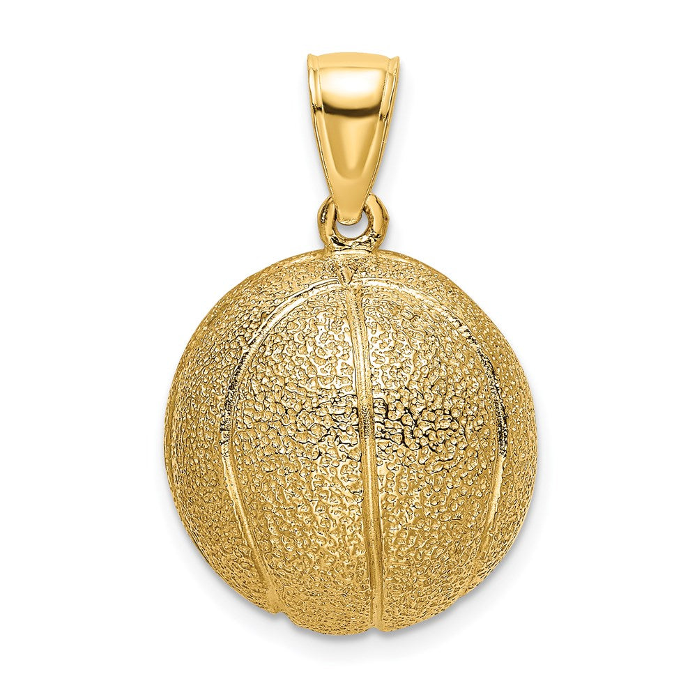 14k Yellow Gold 16.5 mm 3-D Textured Basketball Charm (11.52 grams)