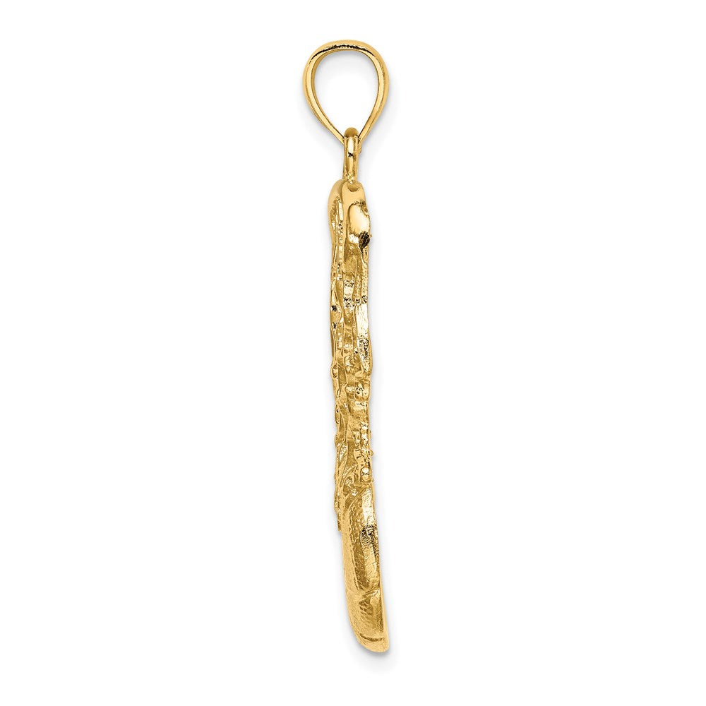 14k Yellow Gold 25.1 mm Swoosh Basketball and Net Charm (4.46 grams)