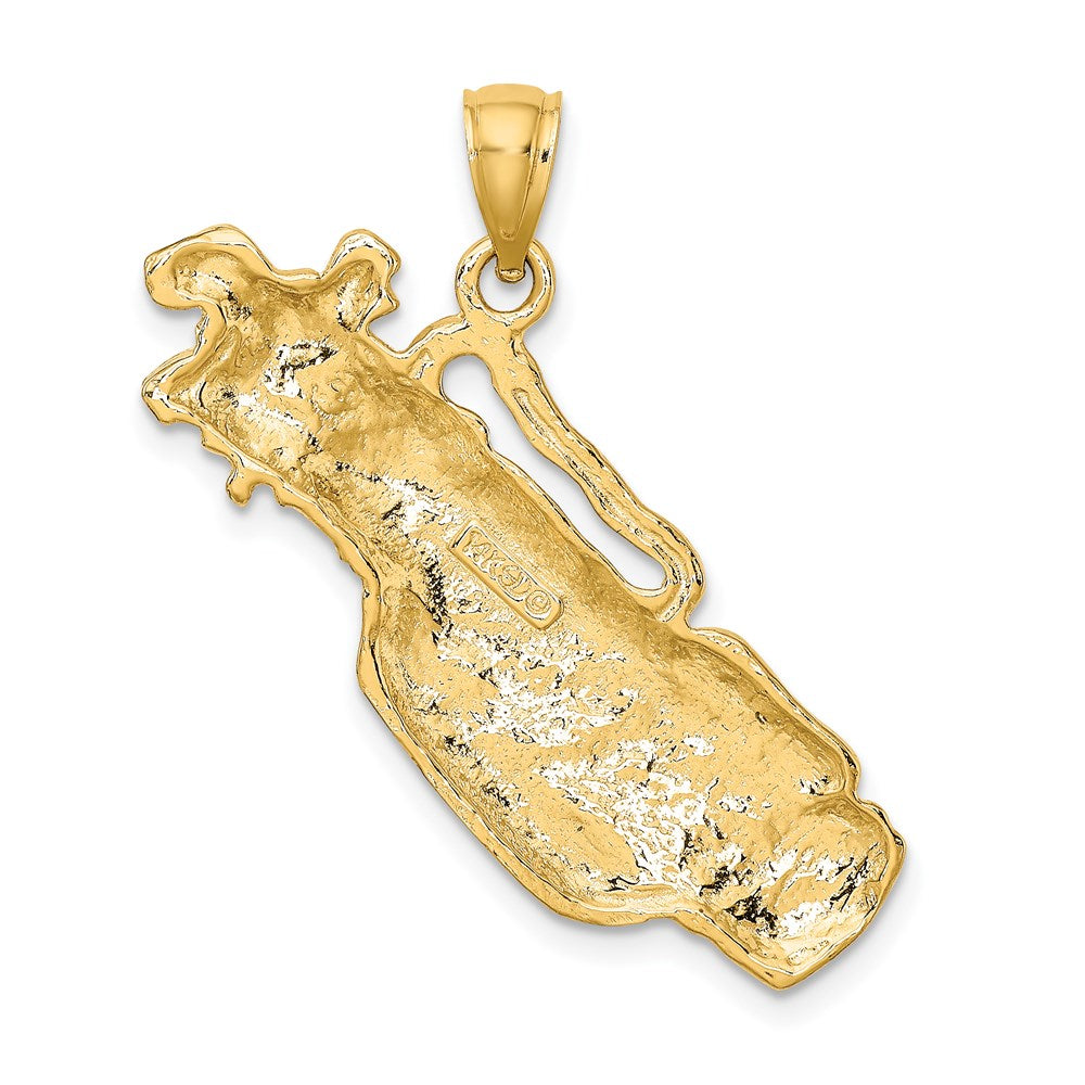 14k Yellow Gold 35.2 mm 2-D Golf Bag and Clubs Charm (5.42 grams)